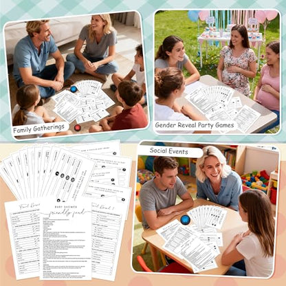 EYxsaxenk Baby Shower Friendly Feud Game with Answer Buzzer - 40Pcs Minimalist Gender Reveal Party Family Trivia Quiz Night Feud Card Buzzer for Board Game Night Baby Shower Boy or Girl Party Supplies - style: Baby Shower