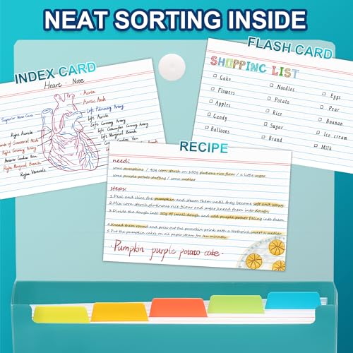 H4D 4x6 Index Card Case with 100 Heavyweight Ruled Index Cards and Dividers, Teal - color: Teal, size: 4"x6"