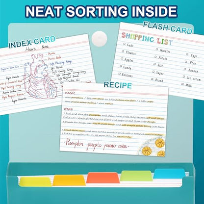 H4D 4x6 Index Card Case with 100 Heavyweight Ruled Index Cards and Dividers, Teal - color: Teal, size: 4"x6"