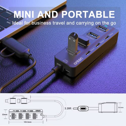 USB-A$USB-C HUB, 7Ports Hub (USB-C)