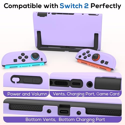 TIKOdirect Protective Case for Switch 2, Hard PC Slim Dockable Cover Case Designed for Switch 2 2025, Game Console and Joy Con Controllers, Purple - color: Purple