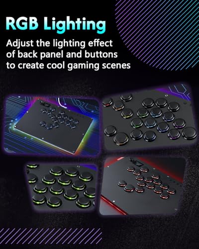 GuileKeys Leverless Controller Arcade Stick GK-16, All-Button Arcade Controller with Multi-function Button for PS4/PS3/PC/Switch, Arcade Fight Stick with RGB/Turbo/Hot-Swap/Low Profile Switch Black - color: GK-16 Black