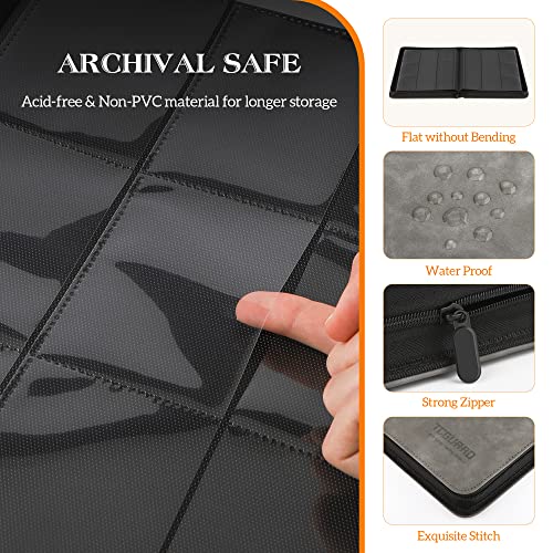 Trading Card Binder, 9 Side Loading Pocket Card Album Hold Up to 540 Cards, Zipper Binder for Cards Collection, TCG Card Holder for Game Card, Sports Card, Yugioh, MTG etc.（Grey） - color: Gray 9