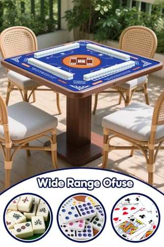 Mahjong Mat for Table, 31.5x31.5Inch American Mahjongg Table Mat (Sky Blue) | Anti-Wrinkle&Foldable Neoprene Mahjongg Travel Mat for Table with Learning Rule, Anti-Slip Noise Reduction Includes Carry Bag - color: Sky Blye