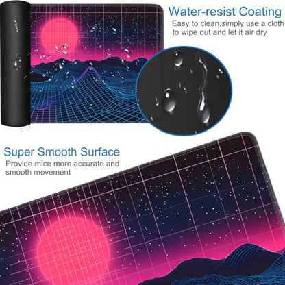 for MTG Game Playmat - 24 x 14 inches with Dices and Storage Bags, Non-Slip Base for TCG and Board Game Card Mats, Trading Card Games Mat, Neon Mountains Pattern Collectible Card Playmats - color: Jv-playmat-p7-1-g197