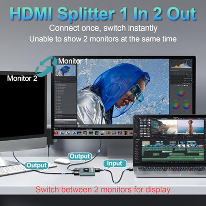 4K 120Hz HDMI Switch, 8K 60Hz HDMI 2.1 2-in-1/1-in-2 Switcher Splitter | Bi-Directional Aluminum HDMI Selector 48Gbps High Resolution Switch Capable for Gaming, PS5, Xbox, HDR10, Dolby Vision