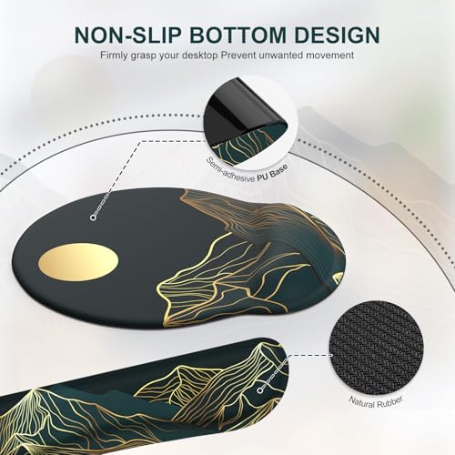 iCasso Large Mouse Pad, 4in1 XXL Mousepad + Keyboard Wrist Rest+Mouse Wrist Rest+Coaster Set with Ergonomic Design for Computer(Cyan-Mountain) - color: Cyan Mountain