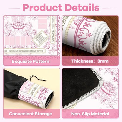 party greeting Chinoiserie Mahjong Mat with Black Carrying Bag 31.5 x 31.5 Inches Multi Purpose Game Table Cover Anti Slip and Noise Reduction for Mahjong Poker Board Card Dominoes Games(Pink) - color: Pink