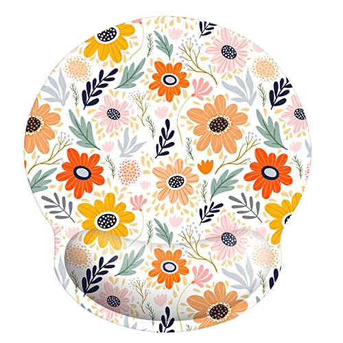 Memory Foam Wrist Support Mouse Pad Comfortable Padded Wrist Mousepads 9in X10in Desktop Notebook Mouse Mat (Pretty Flower Foam) - color: Pretty Flower Foam
