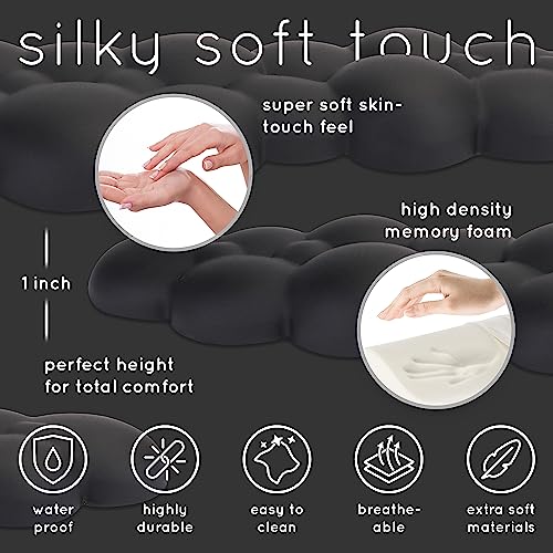 Black Cloud Keyboard Wrist Rest – Create-ables Qloud Black Wrist Rest for Computer Keyboard and Mouse, Ergonomic Memory Foam Wrist Pad with Non-Slip Base, Includes Cloud Mouse Pad - color: 03 Matte Black