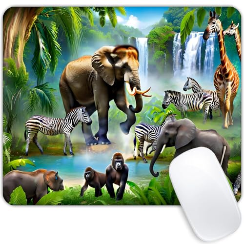Square Mouse Pad Animal Paradise，Colorful Baby Elephant-1,Gaming Mouse Pads for Desk,Soft Computer Waterproof Non-Slip Mouse Mat - color: Animal Paradise