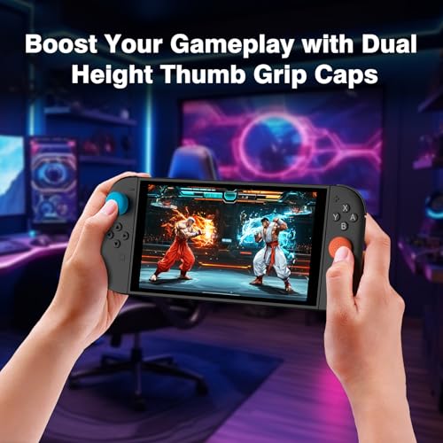 8 Pack Thumb Grips Compatible with Nintendo Switch 2 (2025), WEOTOO Thumb Grip Caps for Switch 2, Enhanced Gaming Grip Set, Joycon Grip Button Stick Cover, Improve Control and Guard Joystick Wear - color: Blue, Orange and Black