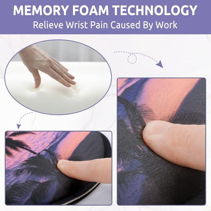 KONVINIT Ergonomic Mouse Pad with Wrist Rest, Small Mousepad with Non-Slip Rubber Base and Smooth Surface, Sunset Mouse Pads for Desk, Office Desk Accessories - color: Sunset