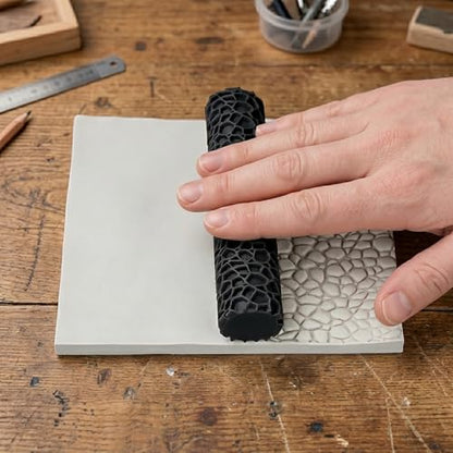 Resin Texture Roller Set, Polymer Air Dry Clay Pattern Tool (Black) | 3-pack rollers, detailed resin craft. Imprinting for polymer & air dry clay, DIY accessory, gift for craft lovers.