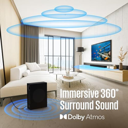 Westinghouse 5.1.2 Soundbar w/Wireless Subwoofer, 400W Max Output Surround Sound w/Dolby Atmos & Dolby Digital Plus, Home Theater Audio, HDMI/eArc, Bluetooth, Roku TV Ready - size: 5.1.2 Channel Soundbar with Subwoofer