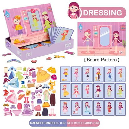 TOI Kid Magnet Toys Magnetic Jigsaw Puzzle for Kids Ages 3-5, Princess | Portable Travel Puzzle, Toddler Magnetibook with Game Board, Preschool Educational Game, Home School Tabletop Activity Gift - style: Princess