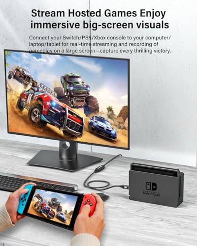 RUIZHI Video Capture Card, Micro HDMI to USB, 6FT 4K 1080P 60FPS Capture for Streaming, Teaching, Video conferencing or Live Broadcasting