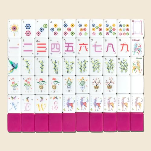 American Mahjong Design Set 1.2-inch 160 Acrylic High-Grade Four Layer Rose Red Mah-Jongg Tiles - color: Rose Red