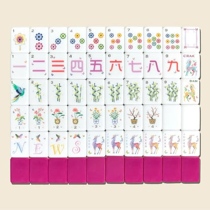 American Mahjong Design Set 1.2-inch 160 Acrylic High-Grade Four Layer Rose Red Mah-Jongg Tiles - color: Rose Red