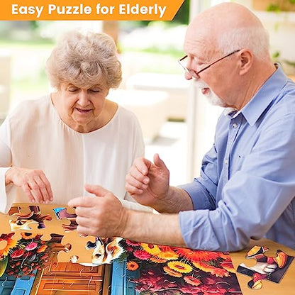 3 Pack 48 Piece Jigsaw Puzzle for Seniors Dementia Puzzles for Elderly | Large Piece Puzzle for Seniors Dog Bird Dementia Alzheimer's Products Activities for Seniors Nursing Home Gift 15.7 * 11.8IN - style: 48A Large Pieces