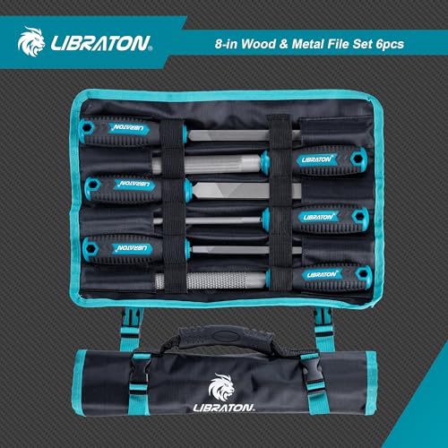 LIBRATON 6PCS Metal File Set, Metal Files, Metal Files for Steel | 5 Metal Rasp Files, 1 Wood File, 8" High-Carbon Steel Files with Rubber Handle, for Metalworking & Woodworking - style: Metal File-6PCS