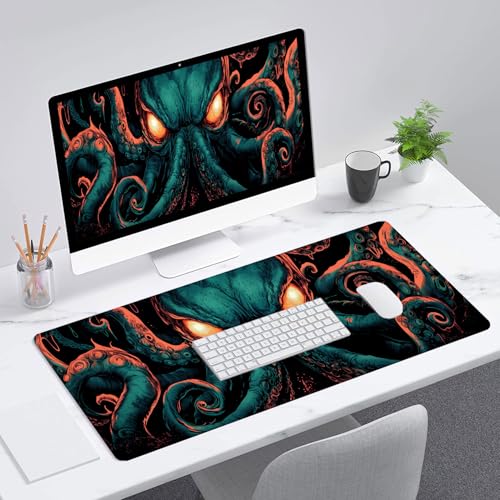 Cthulhu Mouse Pad Mythology Deep Monster Octopus Tentacles Large Gaming Mouse Mat with Stitched Edges,Non-Slip Waterproof Rubber Base Mouse Mat Office Computer Keyboard Laptop Home 31.5"x11.8" - color: Cthulhu, size: 31.5" x 11.8"