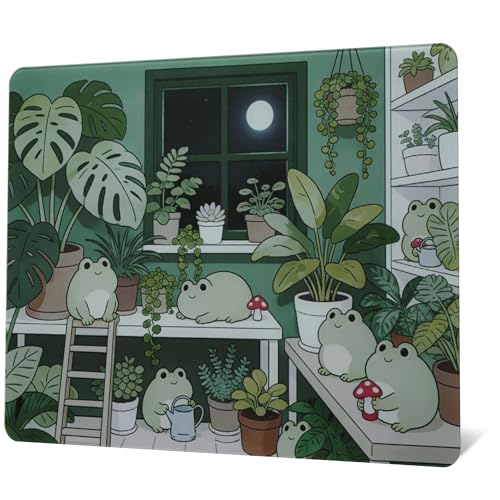 XVX Glass Mousepad Gaming, Cute Frog Hard Mouse Pads for Esports, Large Mouse Mat 410mm*310mm, Tempered Glass Mouse Pad Smooth Micro-Etched Surface with Improved Precision and Speed - color: Cute Frog
