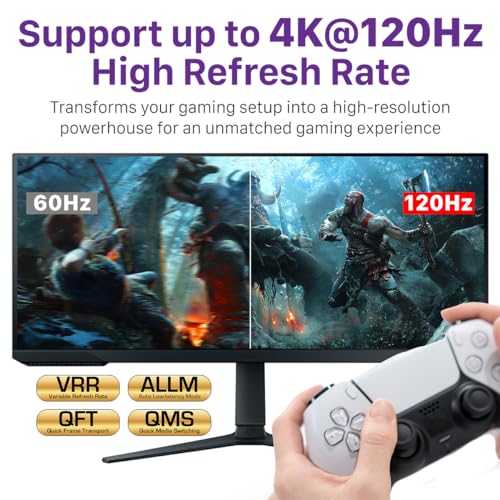 Fosmon HDMI 8K Bi-Directional Switch, Support 8K@60Hz 4K@120Hz HDR10+ HDCP 2.3 1 in 2 Out / 2 in 1 Out HDMI 2.1 Switcher, High Speed 48Gbps HDMI Splitter Compatible with PS4 PS5, Xbox, Roku, Apple TV