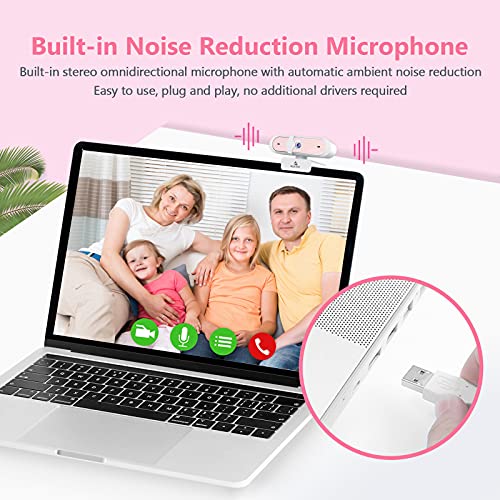 NexiGo N660P 1080P 60FPS Webcam with Software Control, Dual Microphone & Cover, Autofocus, HD USB Computer Web Camera, for OBS/Zoom/Skype/FaceTime/Teams/Twitch, Pink - size: 1080P 60FPS Webcam Pink