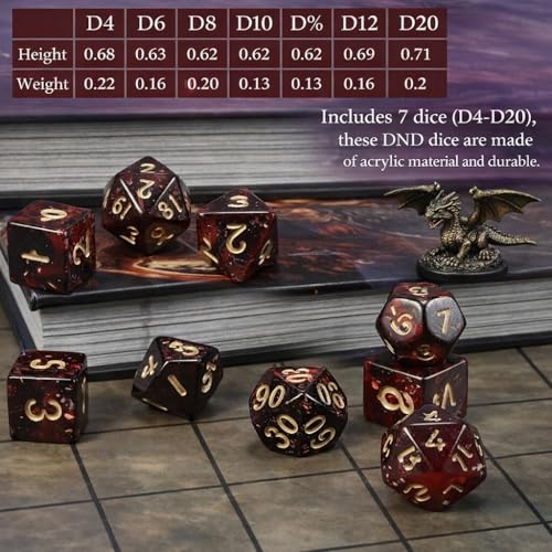 Walnut DND Dice Tower with 7 DND Dice Set & Pouch, Vintage Walnut Finish RPG Dice Roller for DND Dungeons and Dragons, Pathfinder & TTRPG Tabletop Games