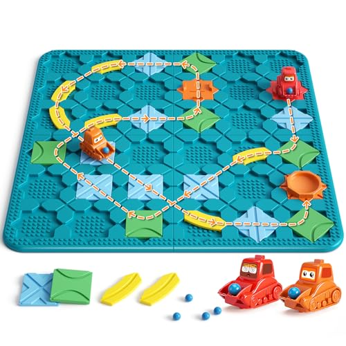 Kids Board Games Learning Toys, STEM Educational Logic Kits with 200+ Challenges & 4 Difficulty Levels, Brain Puzzles Maze Games for Boys Girls Ages 3-10 Birthday Gifts - color: Blue