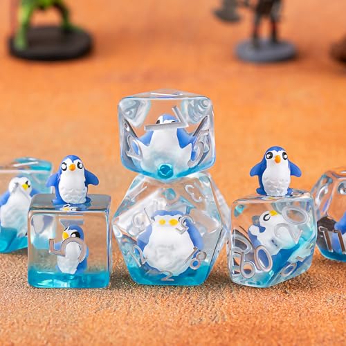 Polyhedral D&D Dice Penguin Dice,Resin Penguin DND Dice Set for Dungeons and Dragons MTG RPG Board Games - color: Penguin2