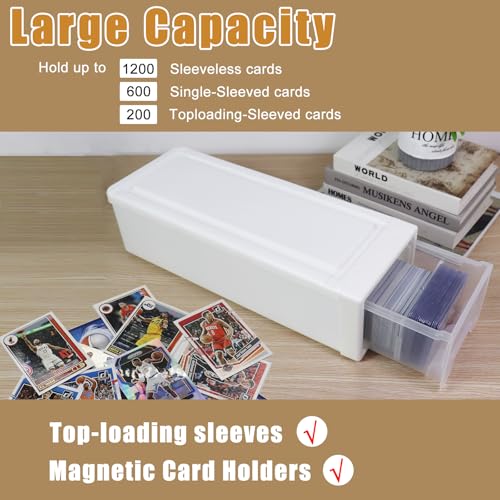 Toploader Storage Box, Trading Card Storage Box with 6 Dividers, Hard Plastic Box for Top Loaders, Sports Card Storage Case, Large for 200 Toploaders or 1200 Cards (16 x 6.1 x 4.45 in) - style: Pull-out Style