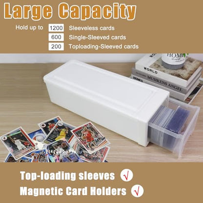 Toploader Storage Box, Trading Card Storage Box with 6 Dividers, Hard Plastic Box for Top Loaders, Sports Card Storage Case, Large for 200 Toploaders or 1200 Cards (16 x 6.1 x 4.45 in) - style: Pull-out Style