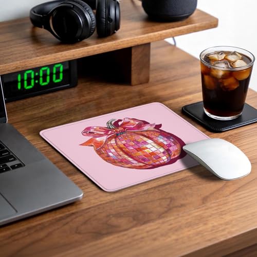 Pink Pumpkin Disco Halloween Mouse Pad for Desk 9.5x7.9 Inch - color: Disco