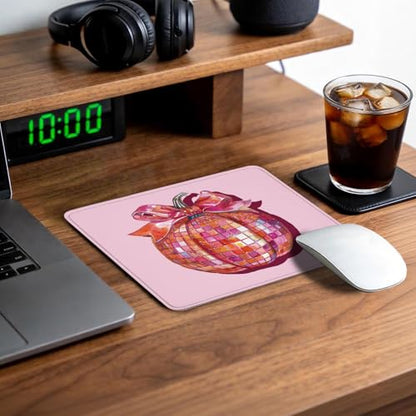 Pink Pumpkin Disco Halloween Mouse Pad for Desk 9.5x7.9 Inch - color: Disco