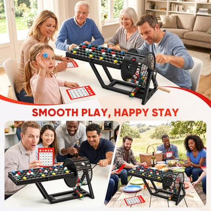 AugFir Professional Deluxe Bingo Game Set, Table Top Machine Bingo Sets Adults for Large Group, Newly Upgraded Bingo Cage and Balls Storage Bag for Adults Parties, Game Night, Community and Family