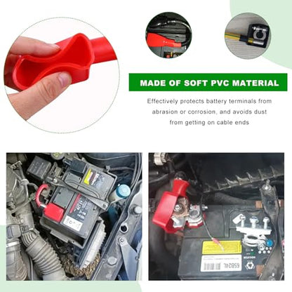 Yourkar 2 PCS Battery Terminal Covers, Soft PVC Insulating Flexible Battery Terminal Stud Caps, Anti-Flaming Positive & Negative Cable Battery Terminal Protector, Car Accessories (2pcs) - color: 2pcs