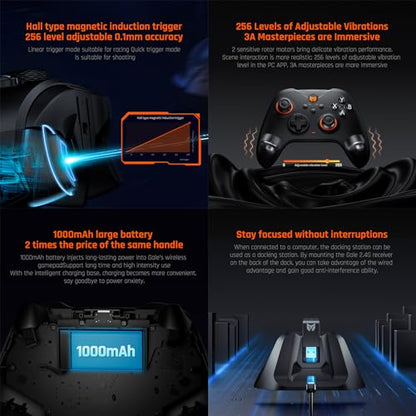 Black Shark BIGBIG WON Gale Wireless Controllers - Motion Aiming, Hall Trigger, 4 Custom Buttons - PC/iOS/Android Gaming Controller with Charging Dock - color: B.GaleSet Black