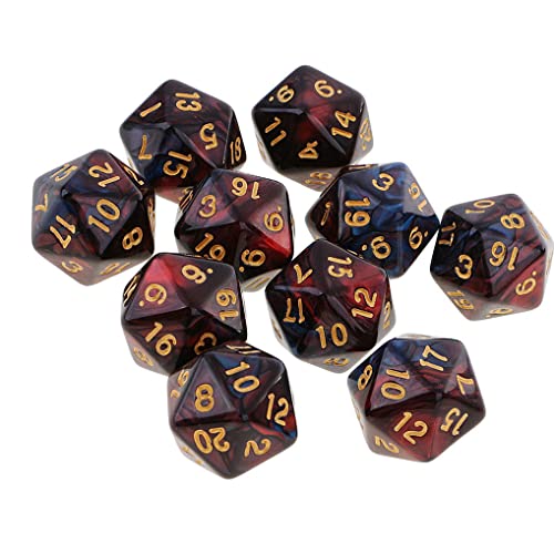 10PCS Polyhedral D20 Dice 20mm Acrylic 20 Sided Dice for RPG MTG DND Table Games (Red Blue) - color: Red Blue