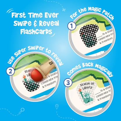 Imagimake Mapology USA Flash Cards | Learn United States Along with Flags and State Shapes | Ages 8-12 | Foam Jigsaw Puzzle, Fun Facts, Educational Toy for Kids | Gift for Christmas and Birthdays | Learn 750+ Facts of USA with Swipe & Reveal, Classroom &