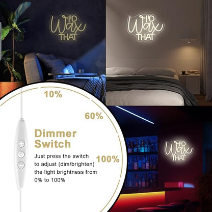 Mutank I'D Wax That Neon Sign, Beauty Salon Salonneon Neon Light USB Powered LED Dimmable, for Waxing Studio Skincare Hydrotherapy Professional Salon Beauty Studio Sign, Beautician Gift(12.9 * 8.6In) - color: warm white