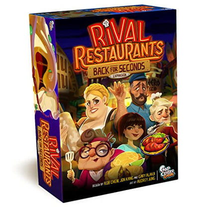 Rival Restaurants: Back for Seconds Expansion by Gap Closer Games | Strategy Board Game | 2 to 6 Players | Ages 10+ | 45+ Minutes | Expansion with New Chefs, Additional Restaurants & Action Cards - style: Expansion