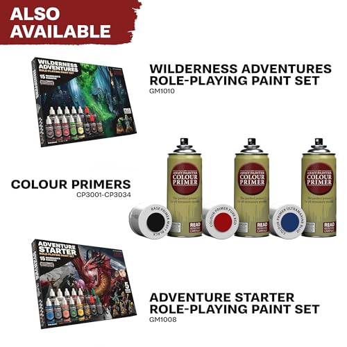 The Army Painter, GameMaster: Wandering Monsters Role-playing Paint Set, 15x18 ml Fanatic Acrylic Paints, incl. Metallics, Wash, Primer, 1 Brush & 1 Free Miniature - For Warhammer & Dnd | Warpaints Fanatic Acrylic Paints, incl. Metallics, Wash, Primer, 1