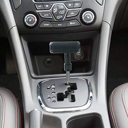 T Handle Shifter Car Knob, Joystick Style Alloy Cover with Leather Gear Stick Lever Shift Fit Most Automatic Manual Transmissions, Black - color: Black