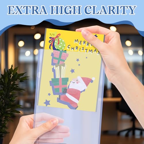 Vmiapxo 50 Pack 4" x 6" Hard Plastic Card Sleeves, Clear Rigid Protectors | Waterproof, Thick Card Holders, Double-sided Display, for Trading Sports Game Cards, Recipe Cards, Photos, Art Prints - size: 4" x 6"