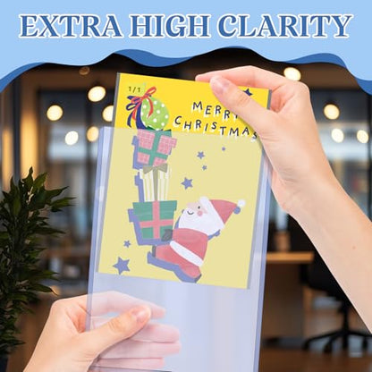 Vmiapxo 50 Pack 4" x 6" Hard Plastic Card Sleeves, Clear Rigid Protectors | Waterproof, Thick Card Holders, Double-sided Display, for Trading Sports Game Cards, Recipe Cards, Photos, Art Prints - size: 4" x 6"