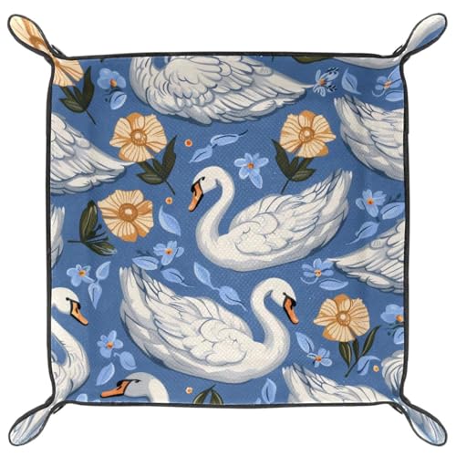 Swans Flowers Dice Tray Dice Rolling Tray Folding Dice Holder for Dice Games, Like RPG, DND and Other Table Games - color: Multi 12