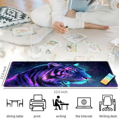 Tiger with Galaxy for MTG & TCG Playmat Mouse Pad,BFDHGQZC 24" x 14" Game Mat for MTG/RPG/CCG Trading Card Game Playmats Table Mat Perfect for Card Games Video Games Computer Office - color: Tiger With Galaxy