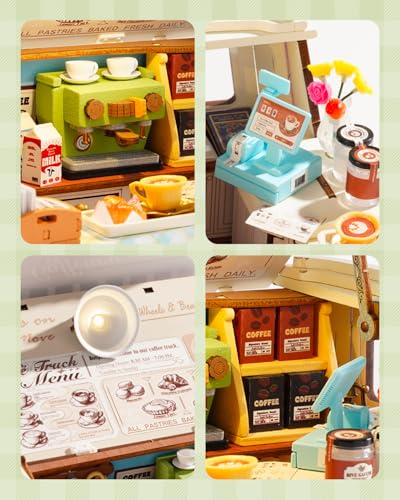 Rowood 3D Puzzles for Adults,DIY Craft Kits for Women,Wooden Model Kits to Build,Home Decor Collection,Birthday Leo's Coffee Truck